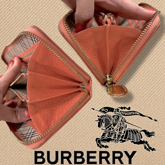 LOW START Burberry Blue Label Leather Wallet in Coral - Picture 8 of 16